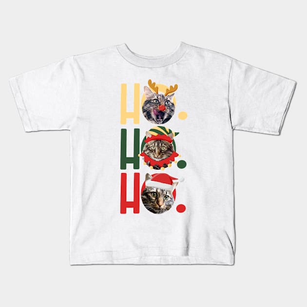 Ho Ho Ho - Cat Holiday Kids T-Shirt by anitaboeira